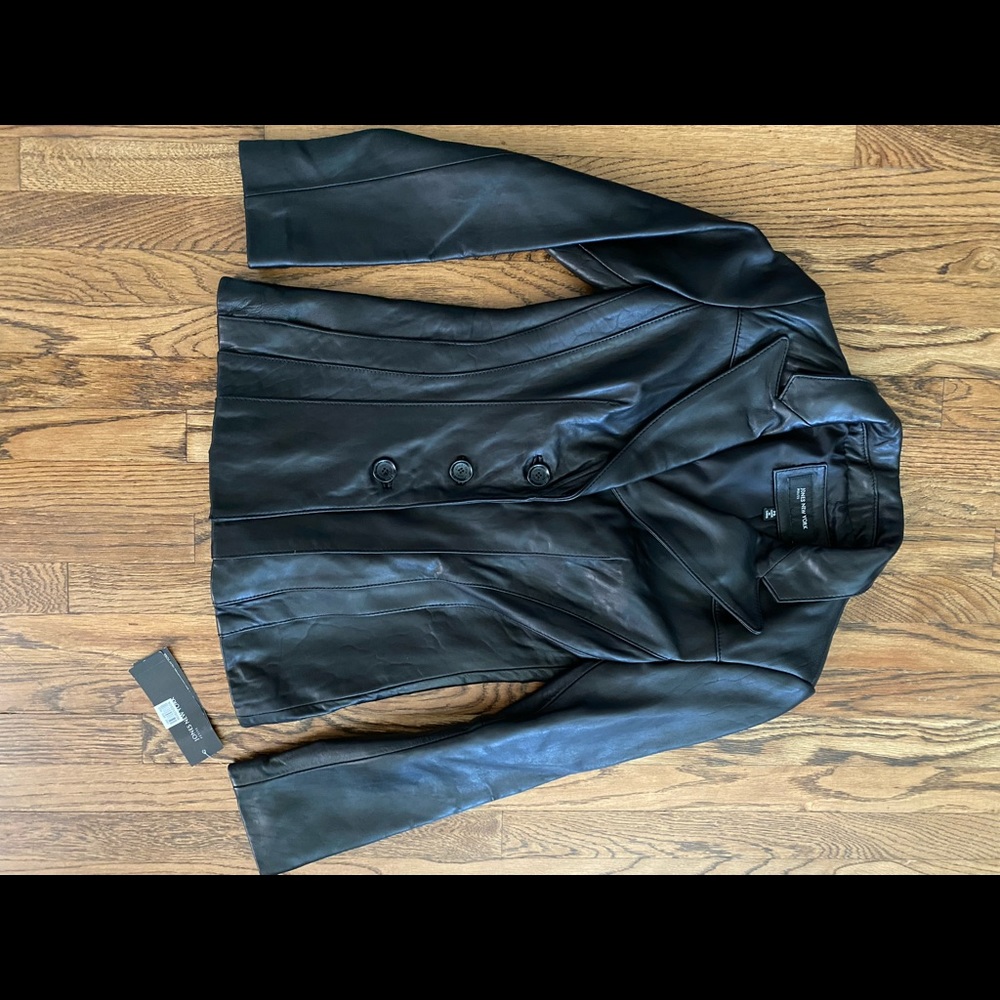 Womens Jones New York black leather jacket
